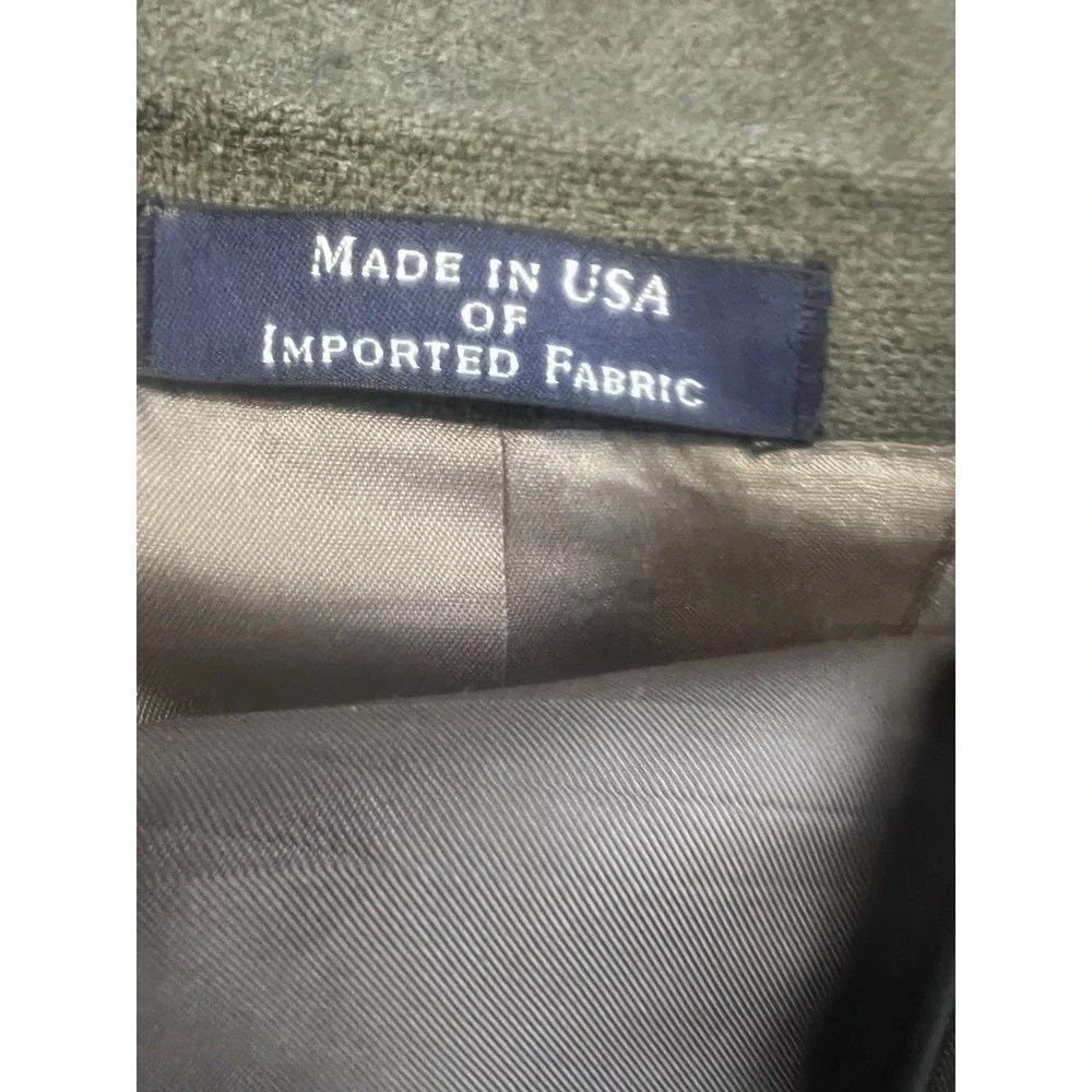 Lands End Sport Coat Mens 44L Green 3‎ Button 100% Lambs Wool